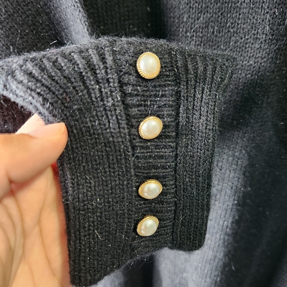 Vintage Winterset Pearl Button Knit Pullover Sweater Women's Plus Size 22W Black - Picture 3 of 7